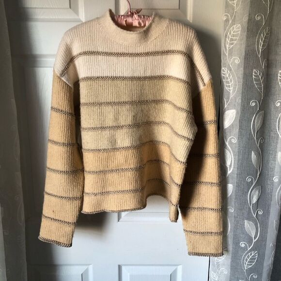 THML Sweaters - Anthropologie THML metallic Striped Pullover Knit Sweater women Size Medium